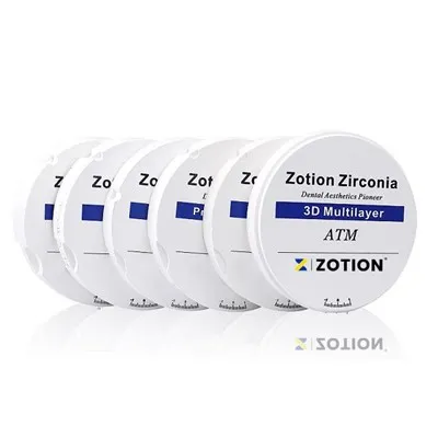 ATM daudzslāņu cirkonija disks 18 mm A1 A2 A3 krāsu zobārstniecības cirkonija tukšs